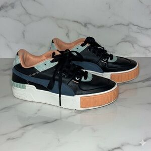 Puma Women’s Black & Orange Sneakers Modern Design Cali Sport Mix Size 7
